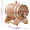 vidaXL Barilotto di vino con Spina in Legno Massello di Rovere 6 L