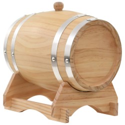 vidaXL Barilotto di Vino con Spina in Legno Massello di Pino 12 L