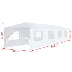 vidaXL Gazebo da Giardino 3x12 m Bianco