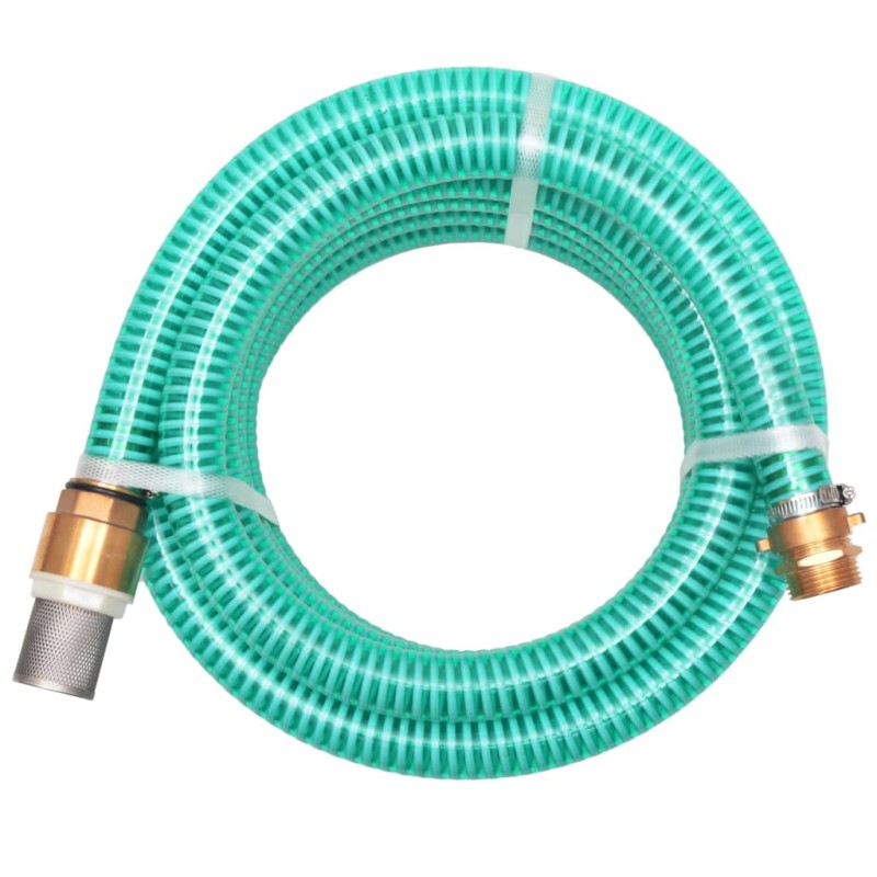 vidaXL Tubo di Aspirazione con Connettori in Ottone 7 m 25 mm Verde