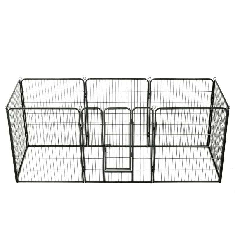 vidaXL Box per Cani con 8 Pannelli in Acciaio 80x100 cm Nero