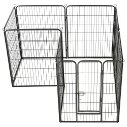 vidaXL Box per Cani con 8 Pannelli in Acciaio 80x100 cm Nero