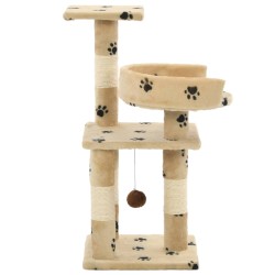 vidaXL Albero per Gatti Tiragraffi in Sisal 65 cm Zampe Stampate Beige