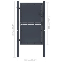 vidaXL Cancello per Giardino in Acciaio 100x200 cm Antracite