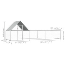 vidaXL Pollaio 6x2x2 m in Acciaio Zincato