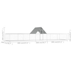 vidaXL Pollaio 10x2x2 m in Acciaio Zincato