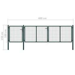 vidaXL Cancello per Giardino in Acciaio 400x100cm Verde