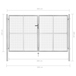 Cancello per Giardino in Acciaio Zincato 306x200 cm Argento