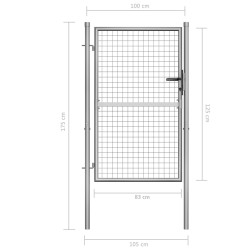 vidaXL Cancello per Giardino in Acciaio Zincato 105x175cm Argento