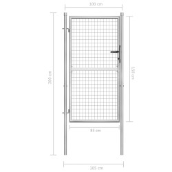 vidaXL Cancello per Giardino in Acciaio Zincato 105x200cm Argento