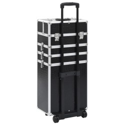 vidaXL Valigia Trolley per Cosmetici Alluminio Nero Design Coccodrillo