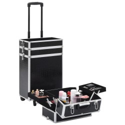 vidaXL Valigia Trolley per Cosmetici Alluminio Nero Design Coccodrillo