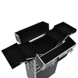 vidaXL Valigia Trolley per Cosmetici Alluminio Nero Design Coccodrillo