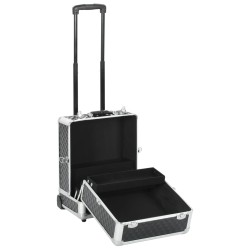 vidaXL Valigia Trolley per Cosmetici 35x29x45 cm Nera in Alluminio