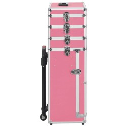 vidaXL Valigia Trolley per Cosmetici in Alluminio Rosa