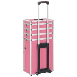 vidaXL Valigia Trolley per Cosmetici in Alluminio Rosa