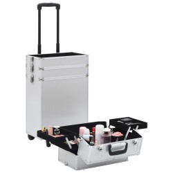 vidaXL Valigia Trolley per Cosmetici in Alluminio Argento