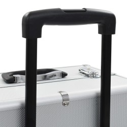 vidaXL Valigia Trolley per Cosmetici in Alluminio Argento