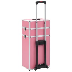 vidaXL Valigia Trolley per Cosmetici in Alluminio Rosa