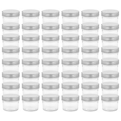 vidaXL Vaso per Marmellata in Vetro Coperchio Argento 48 pz 110 ml