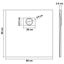 vidaXL Piatto Doccia in SMC Nero 80x80 cm