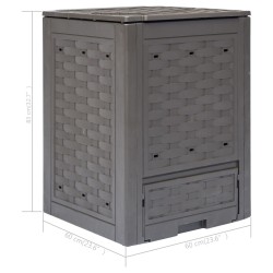 vidaXL Compostiera Giardino Marrone 60x60x83 cm 300 L Rattan Plastica