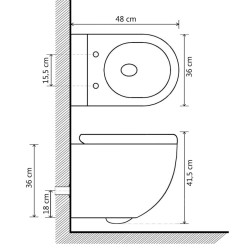 vidaXL WC Sospeso con Design Senza Bordi in Ceramica Nero