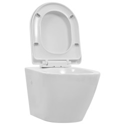 vidaXL WC Sospeso con Design Senza Bordi in Ceramica Bianca