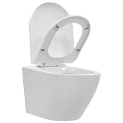 vidaXL WC Sospeso con Design Senza Bordi in Ceramica Bianca