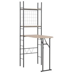 vidaXL Set Tavolo e Sedie Pieghevoli con Scaffale 3 pz MDF e Acciaio