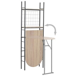 vidaXL Set Tavolo e Sedie Pieghevoli con Scaffale 3 pz MDF e Acciaio