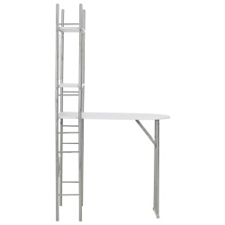 vidaXL Set Tavolo Sedie Pieghevoli con Scaffale 3pz MDF Acciaio Bianco