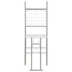 vidaXL Set Tavolo Sedie Pieghevoli con Scaffale 3pz MDF Acciaio Bianco