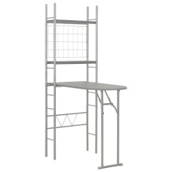 vidaXL Set Tavolo e Sedie Pieghevoli Scaffale 3 pz MDF Acciaio Grigio