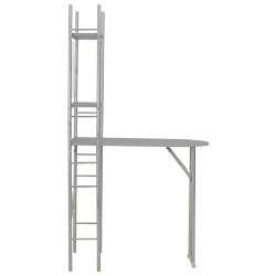 vidaXL Set Tavolo e Sedie Pieghevoli Scaffale 3 pz MDF Acciaio Grigio