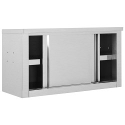 vidaXL Armadio da Cucina con Ante Scorrevoli 90x40x50cm Acciaio Inox 