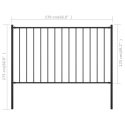 vidaXL Pannello Recinzione con Pali Acciaio Verniciato 1,7x1,25 m Nero