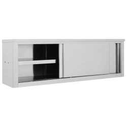 vidaXL Armadio da Cucina ad Ante Scorrevoli 150x40x50cm Acciaio Inox 