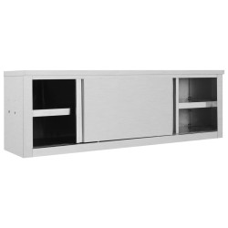 vidaXL Armadio da Cucina ad Ante Scorrevoli 150x40x50cm Acciaio Inox 