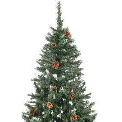 vidaXL Albero di Natale Artificiale Pigne e Brillantini Bianchi 180 cm