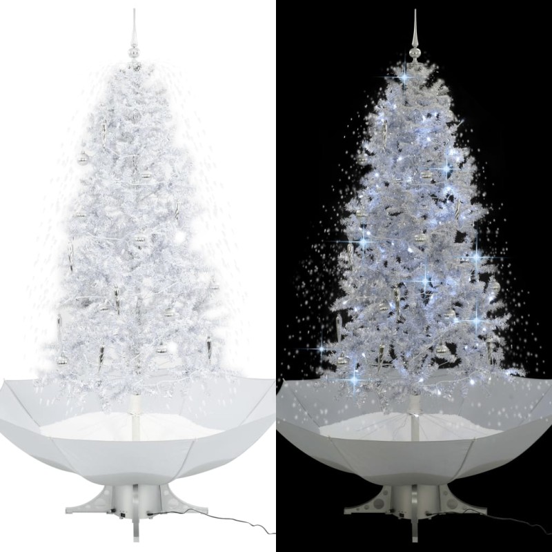 vidaXL Albero di Natale con Neve e Base a Ombrellone Bianco 190 cm