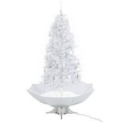 vidaXL Albero di Natale con Neve e Base a Ombrellone Bianco 190 cm