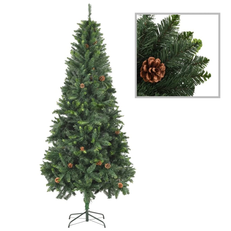 vidaXL Albero di Natale Artificiale con Pigne Verde 210 cm