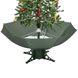 vidaXL Albero di Natale con Neve e Base a Ombrellone Verde 170 cm