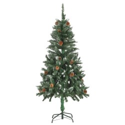 vidaXL Albero di Natale Artificiale Pigne e Brillantini Bianchi 150 cm