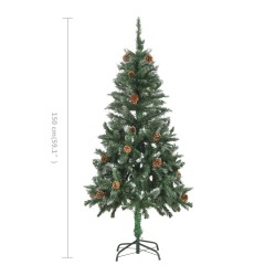 vidaXL Albero di Natale Artificiale Pigne e Brillantini Bianchi 150 cm