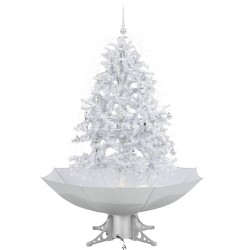 vidaXL Albero di Natale con Neve e Base a Ombrellone Bianco 140 cm