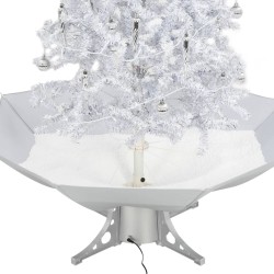 vidaXL Albero di Natale con Neve e Base a Ombrellone Bianco 140 cm