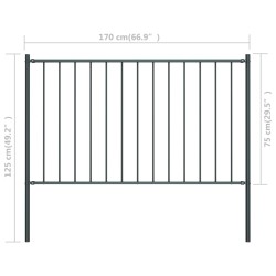 vidaXL Pannello Recinzione Pali Acciaio Verniciato 1,7x0,75m Antracite