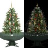 vidaXL Albero di Natale con Neve e Base a Ombrellone Verde 140 cm